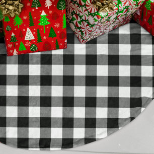 Zwart-wit Buffalo geruite patroon Imitatie Linnen Kerstboom Kleed