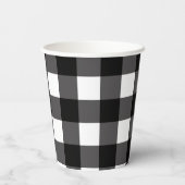Zwart-wit Buffalo Gingham Plaid Pattern Papieren Bekers (Achterkant)