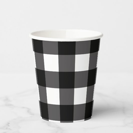 Zwart-wit Buffalo Gingham Plaid Pattern Papieren Bekers (Links)