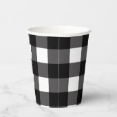 Zwart-wit Buffalo Gingham Plaid Pattern Papieren Bekers (Rechts)