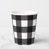Zwart-wit Buffalo Gingham Plaid Pattern Papieren Bekers (Voorkant)