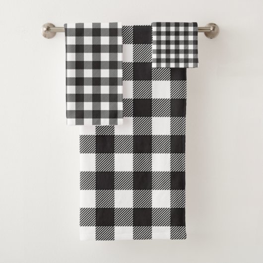 Zwart-wit Buffalo Plaid Badhanddoek Bad Handdoek (Insitu)