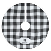 Zwart-wit Buffalo Plaid Monogram Kerstboom Rok (Voorkant)