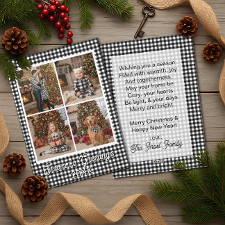 Zwart-wit Buffalo Plakt Aangepaste Naam en Tekst Feestdagenkaart