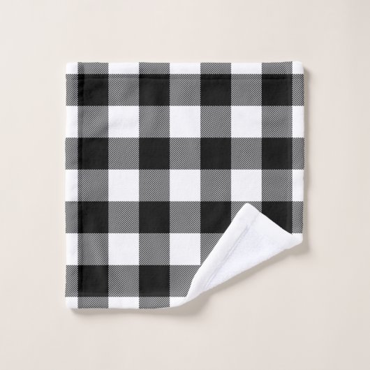 Zwart Wit Buffel Check Gingham Plaid Bad Handdoek (Wasdoekje)