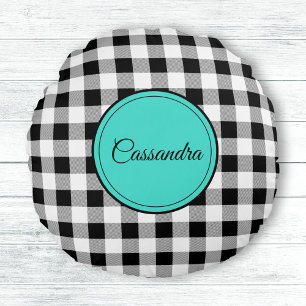 Zwart & Wit Buffel Check Meditatie Rond Kussen