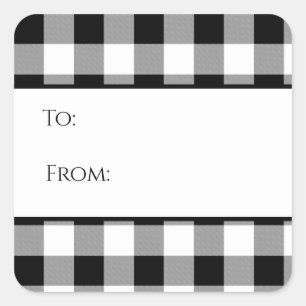 Zwart-wit Buffel Check Plaid Gift Label