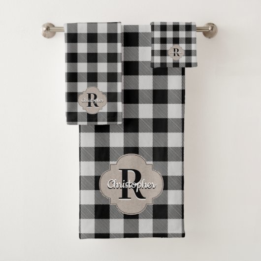 Zwart-wit Buffel Check rustieke boerderij Bad Handdoek (Insitu)