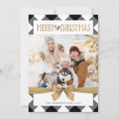 Zwart & Wit Buffel Check Vrolijk Kerstfeest Feestdagenkaart (Voorkant)