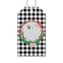 Zwart Wit Buffel Cheque en Bessen Kerstmis