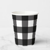 Zwart & wit buffel gingham geruit patroon papieren bekers (Links)