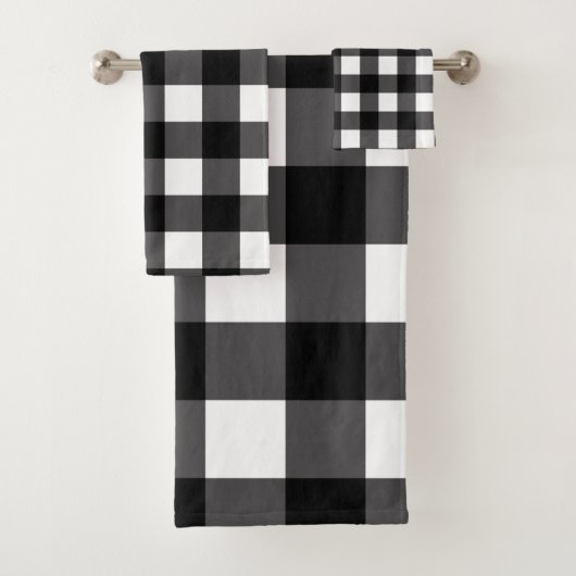 Zwart & Wit Buffel Gingham Geruite geruite geruite Bad Handdoek (Insitu)