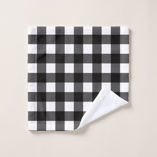 Zwart & Wit Buffel Gingham Geruite geruite geruite Bad Handdoek (Wasdoekje)