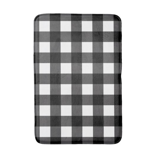 Zwart & Wit Buffel Gingham Geruite geruite geruite Badmat (Voorkant Verticaal)