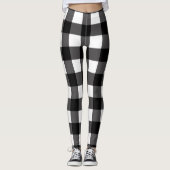 Zwart & Wit Buffel Gingham Geruite geruite geruite Leggings (Voorkant)