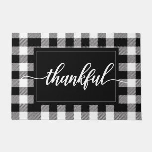 Zwart-wit Buffel Plaid Dankbaar Quote Deurmat