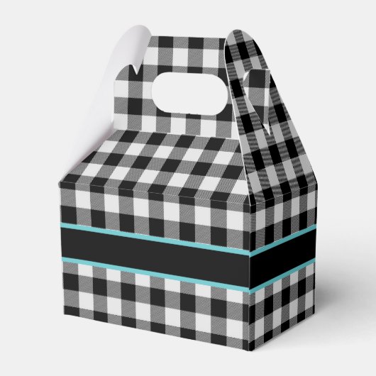 Zwart-wit Buffel Plaid en Blauwgroen Bedankdoosjes (Achterkant)