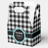 Zwart-wit Buffel Plaid en Blauwgroen Bedankdoosjes (Geopend)