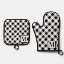 Zwart Wit Buffel Plaid Gingham Monogram Schattige