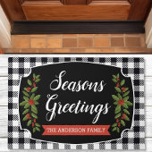 Zwart-wit Buffel Plaid Kerstmis Deurmat