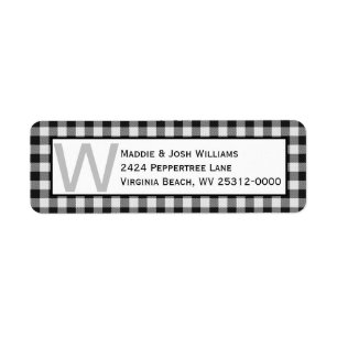 Zwart-wit Buffel Plaid Monogram Adres Etiket