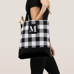 Zwart-wit Buffel Plaid Monogram Canvas tas
