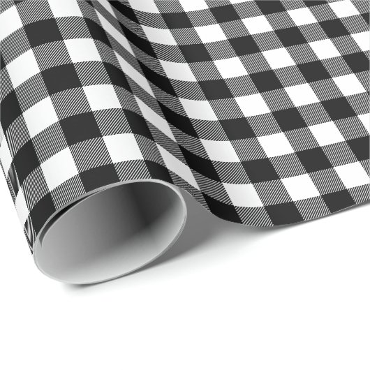 Zwart Wit Buffel Plaid Patroon Kerstcadeau Cadeaupapier (Rol Hoek)