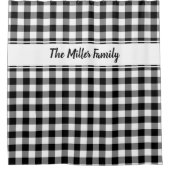 Zwart Wit Buffel Plaid Patroon met Aangepaste Naam Douchegordijn (Voorkant)