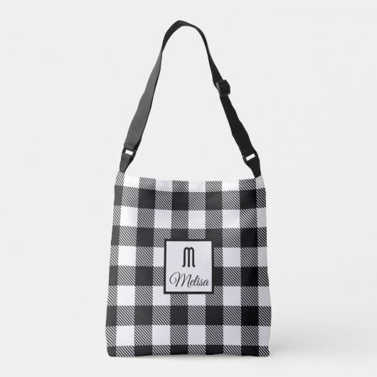 Zwart-wit buffelmonogram crossbody tas (Achterkant)