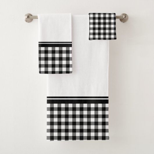 Zwart-wit buffelplaid bad handdoek (Insitu)