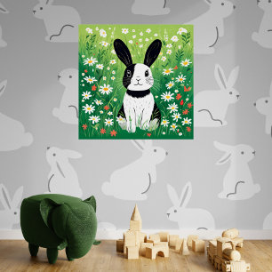 Zwart-wit Bunny Glanzend Poster Perfect Poster