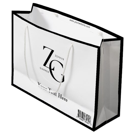 Zwart Wit Business Custom Logo Minimalist Groot Cadeauzakje (Voorkant Gekanteld)