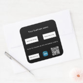Zwart wit business logo qr code linkedin vierkante sticker (Envelop)