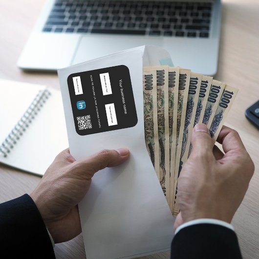 Zwart wit business logo qr code linkedin vierkante sticker