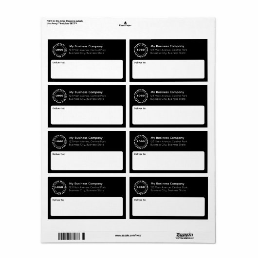 Zwart-wit Business Verzendlabel (Full Sheet)