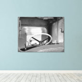  zwart-wit busstuurwiel canvas afdruk (Insitu (Houten vloer))