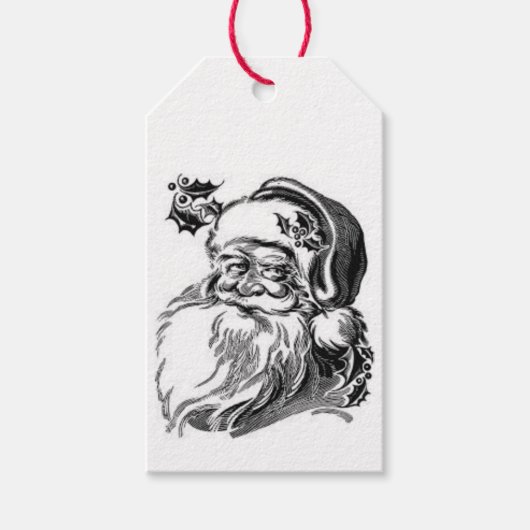 ZWART-WIT CADEAU LABELS  SANTA CADEAULABEL (Voorkant)