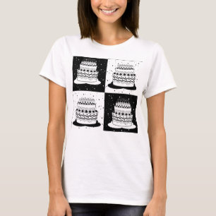 Zwart Wit Cakegestreept Blokdrukpatroon T-shirt