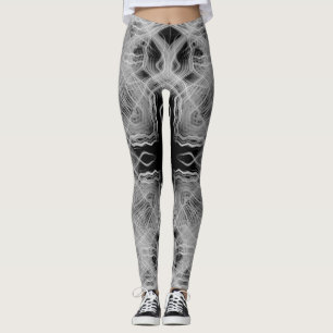 Zwart-wit caleidoscoop lichtsporenpatroon leggings