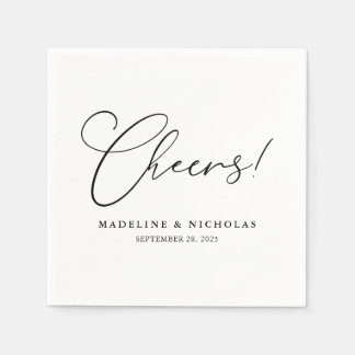 Zwart-Wit Calligrafie Proost! Moderne Trouwdag Servet