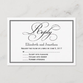 Zwart & Wit Calligrafie Script Huwelijk Antwoord Kaart