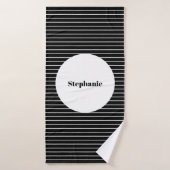 Zwart Wit Camouflage Stripe Patterns Custom Name Badhanddoek (Badhanddoek)