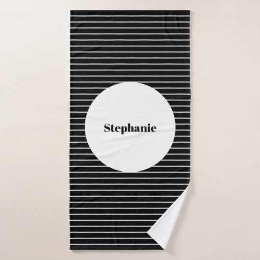 Zwart Wit Camouflage Stripe Patterns Custom Name Badhanddoek (Badhanddoek)