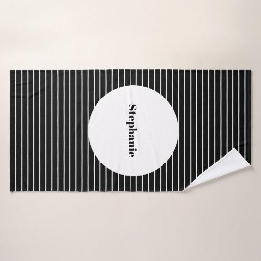 Zwart Wit Camouflage Stripe Patterns Custom Name Badhanddoek (Badhanddoek)