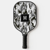 Zwart-wit camouflagepatroon Monogram Pickleball Paddle (Achterkant)