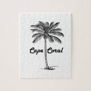Zwart-wit Cape Coral & Palm-ontwerp Legpuzzel