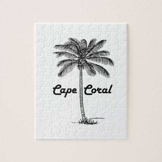 Zwart-wit Cape Coral & Palm-ontwerp Legpuzzel (Verticaal)