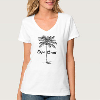 Zwart-wit Cape Coral & Palm-ontwerp T-shirt