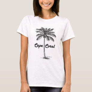 Zwart-wit Cape Coral & Palm-ontwerp T-shirt