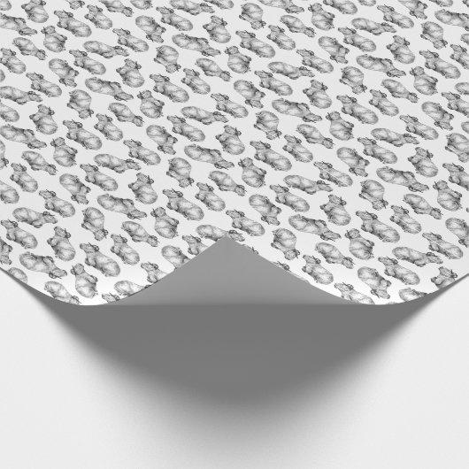 Zwart-wit Capybara Cadeaupapier (Hoek)